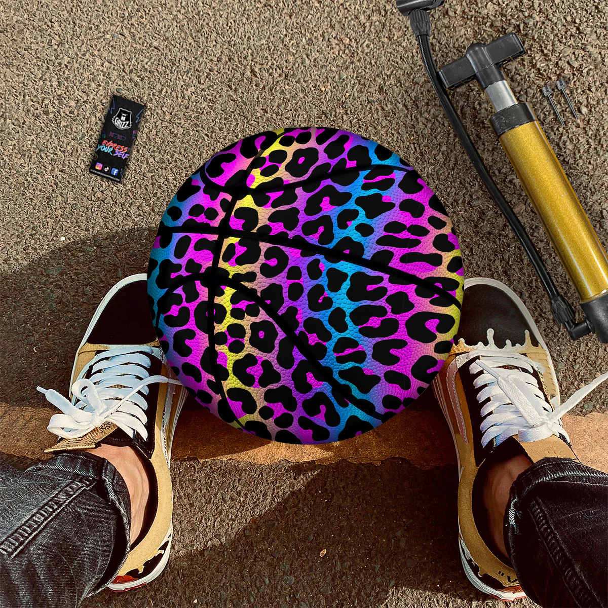 Leopard Rainbow Print Pattern Basketball - Image 2