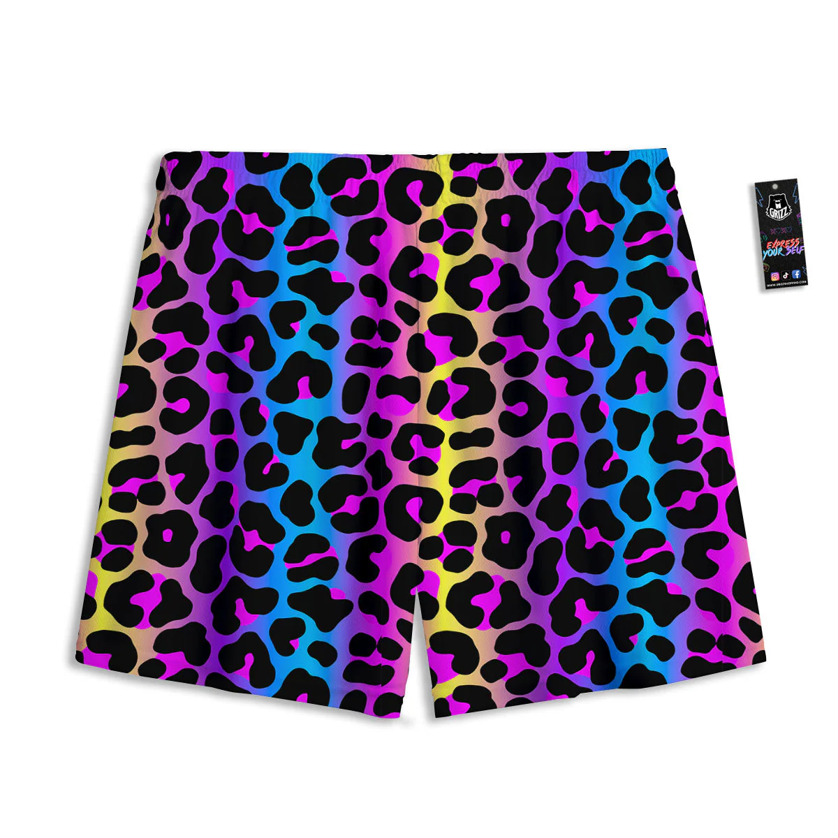 Leopard Rainbow Print Pattern Mesh Shorts - Image 2