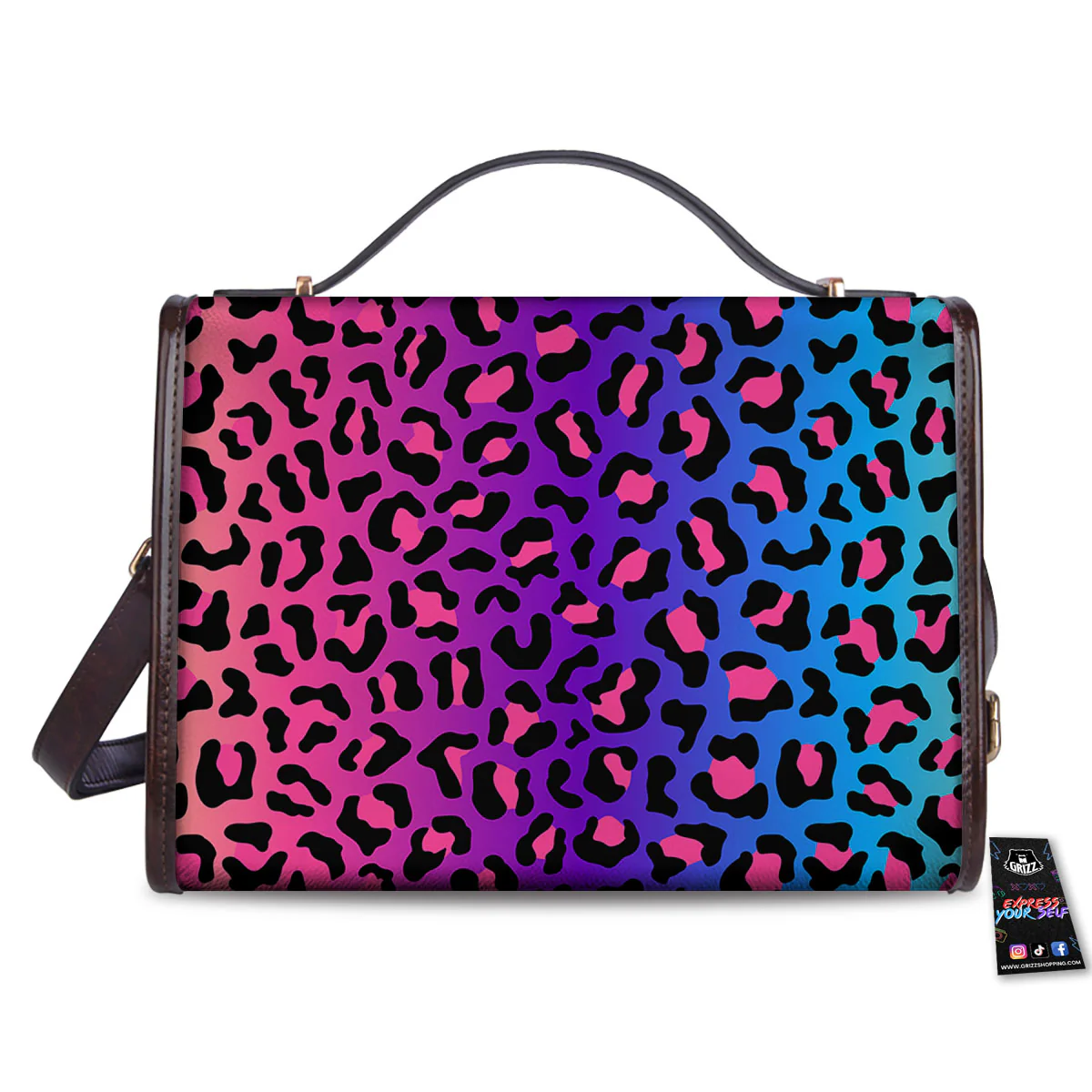 Leopard Rainbow Print Women's Satchel Bag - Image 2