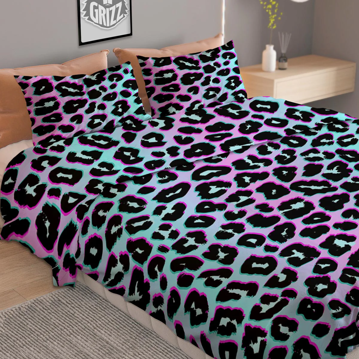 Leopard Trippy Psychedelic Print Pattern Duvet Cover Bedding Set - Image 2