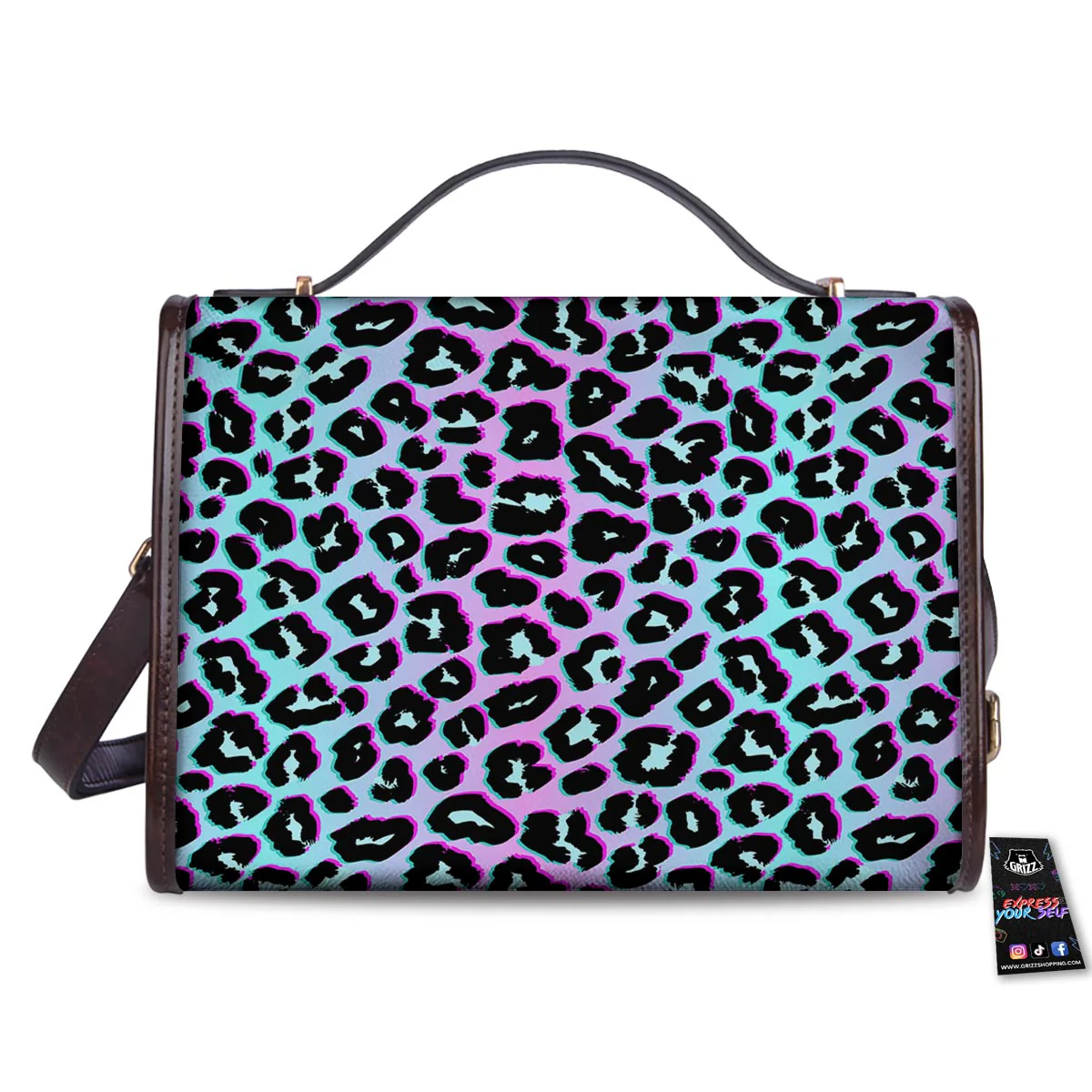 Leopard Trippy Psychedelic Print Pattern Women's Satchel Bag - Image 2
