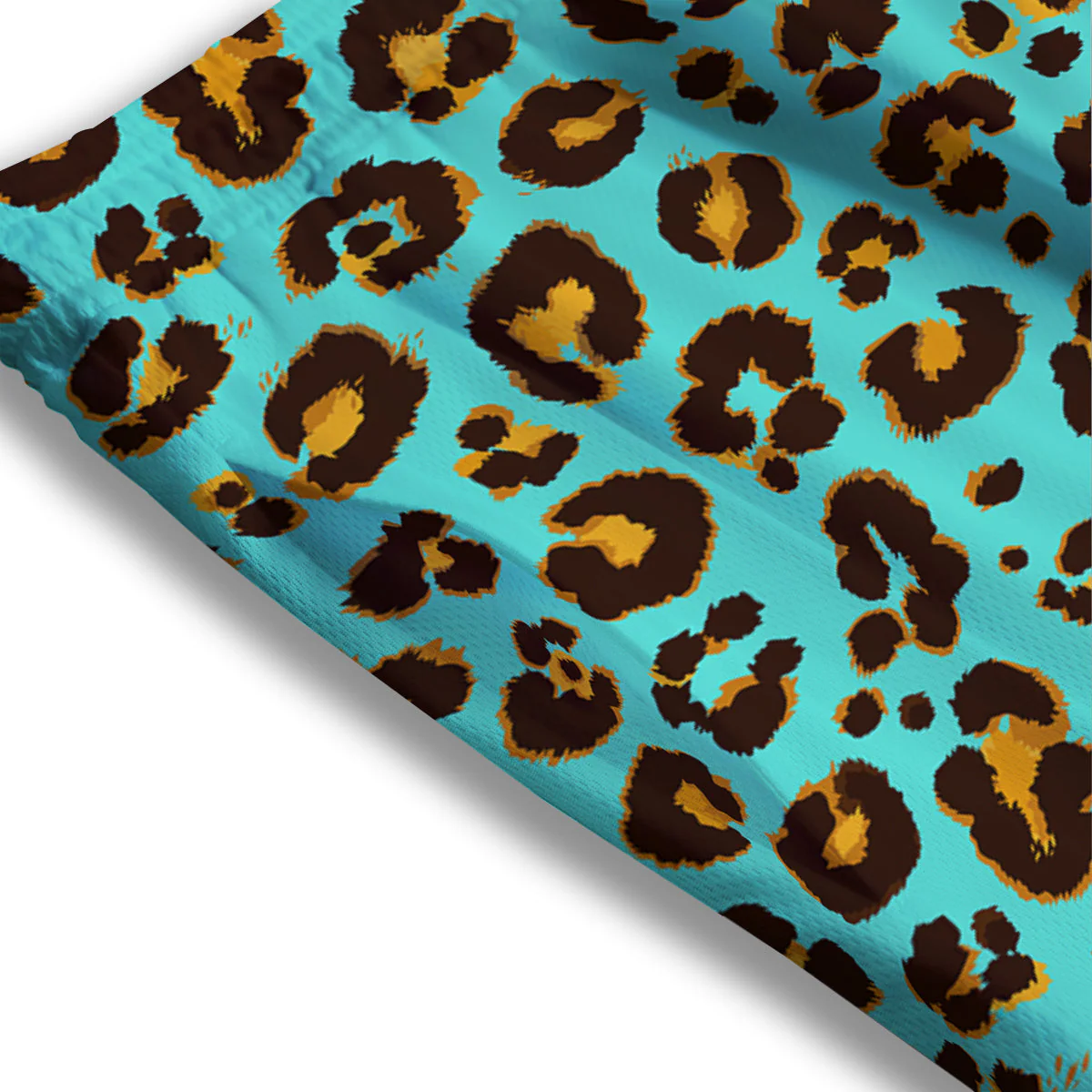 Leopard Turquoise Print Pattern Mesh Shorts - Image 3