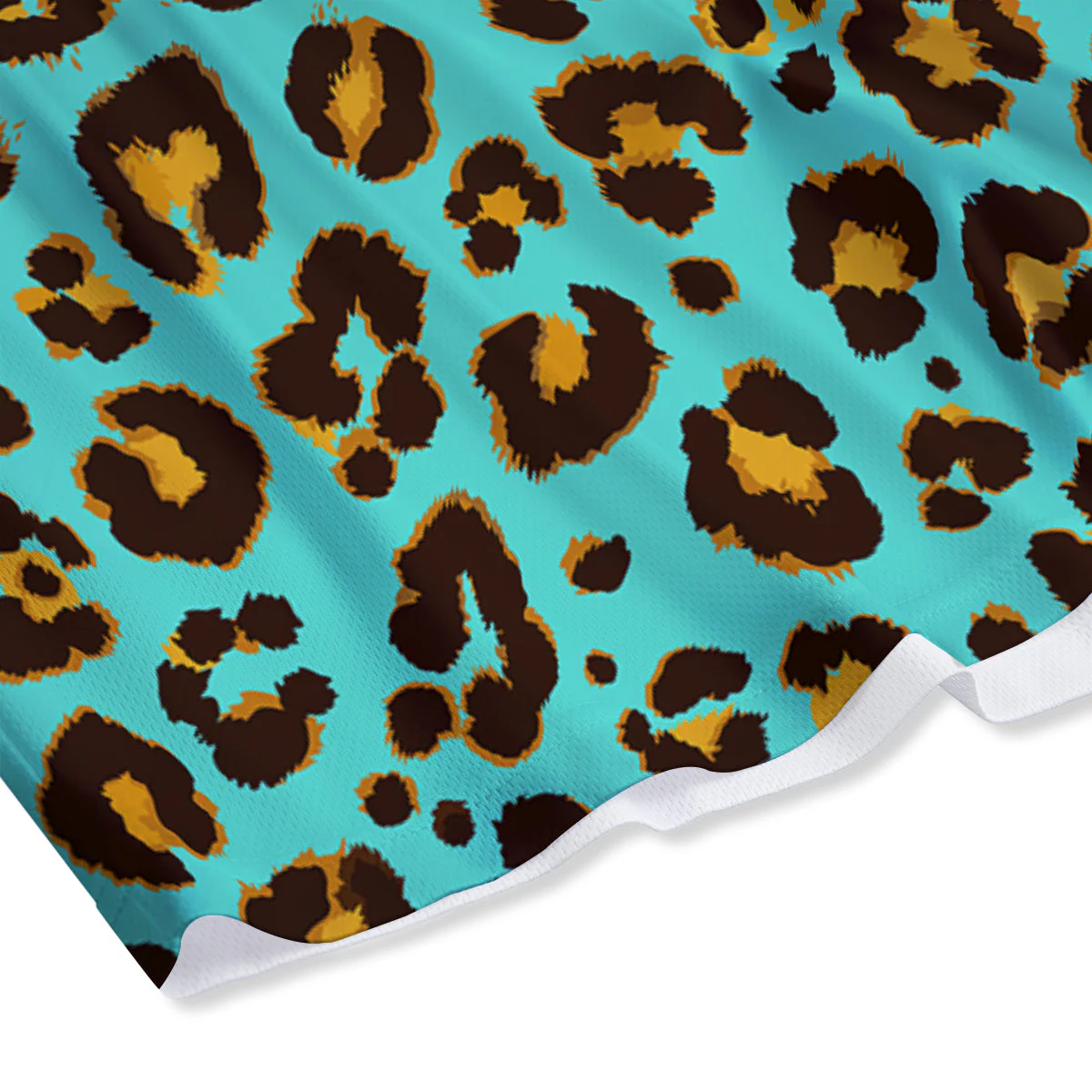 Leopard Turquoise Print Pattern Mesh Shorts - Image 4