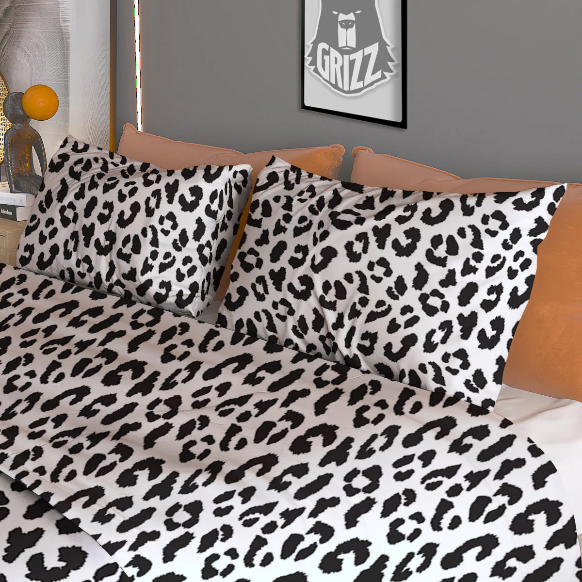 Leopard White Print Pattern Duvet Cover Bedding Set - Image 3