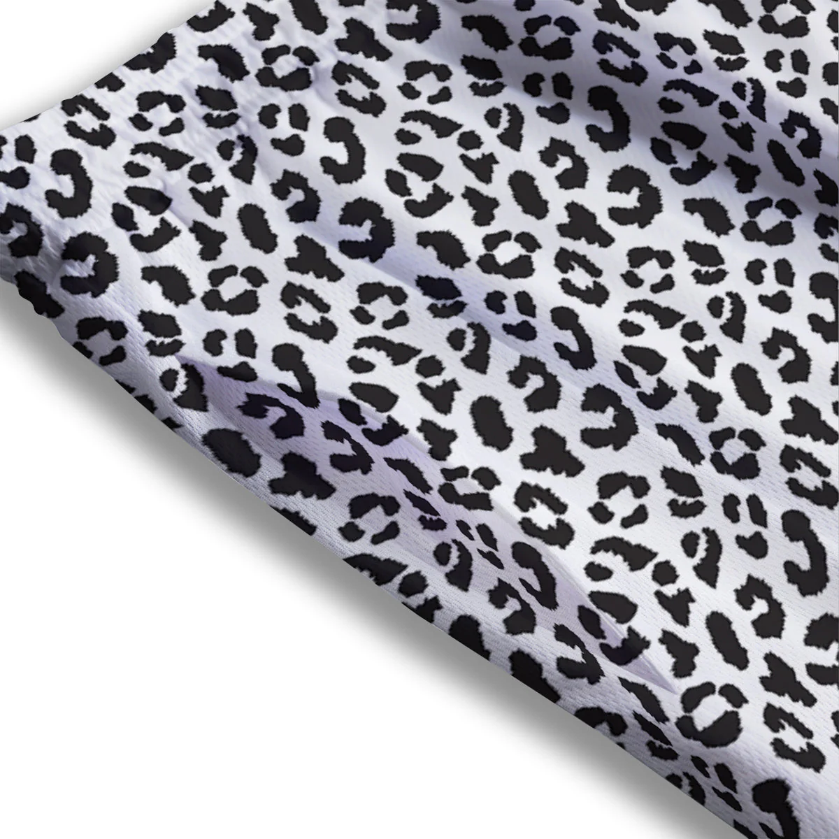 Leopard White Print Pattern Mesh Shorts - Image 3