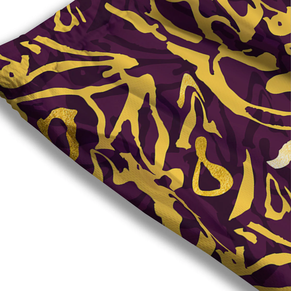 Leopard Yellow And Purple Print Pattern Mesh Shorts - Image 3