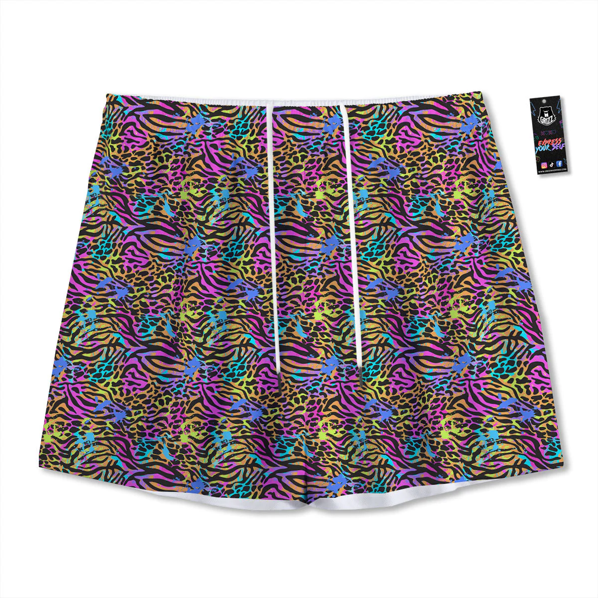 Leopard Zebra Colorful Print Pattern Mesh Shorts