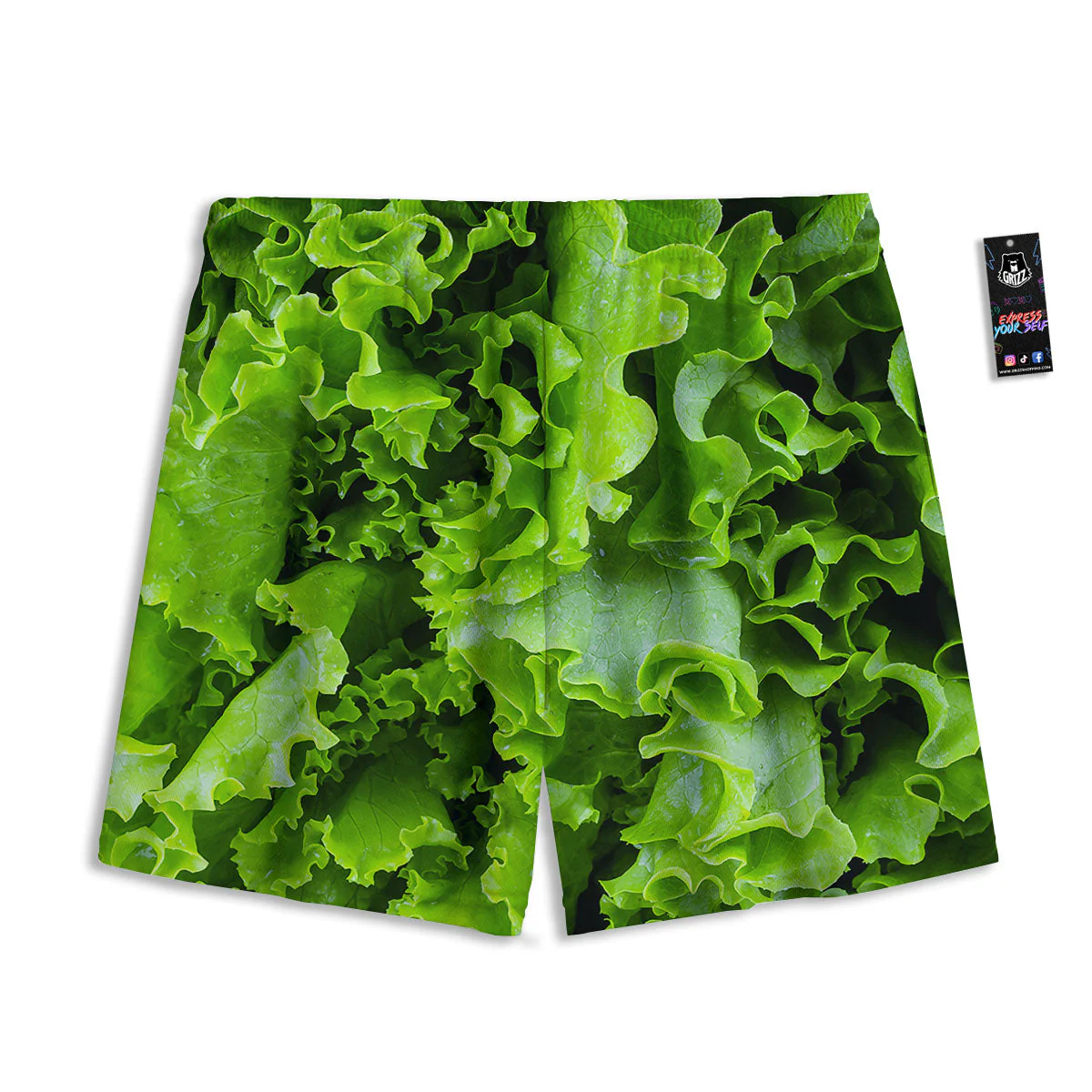 Lettuce Green Leaves Print Mesh Shorts - Image 2
