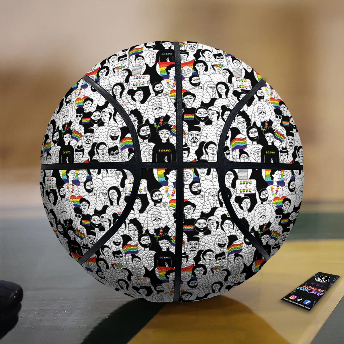 LGBT Doodle Pride Parade Print Pattern Basketball