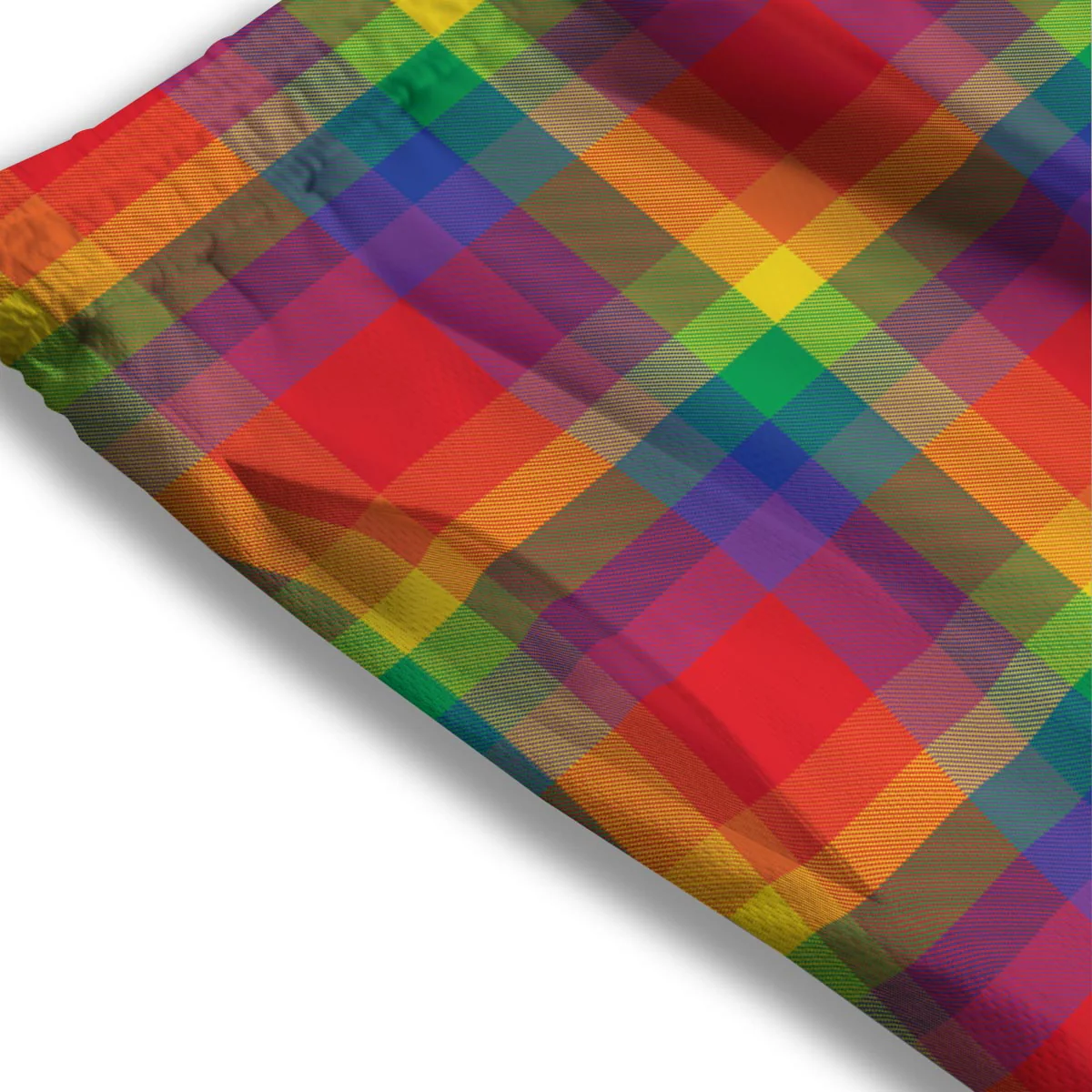LGBT Plaid Rainbow Print Pattern Mesh Shorts - Image 3