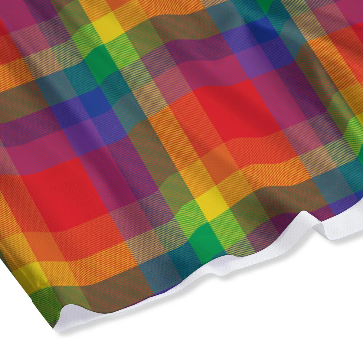 LGBT Plaid Rainbow Print Pattern Mesh Shorts - Image 4