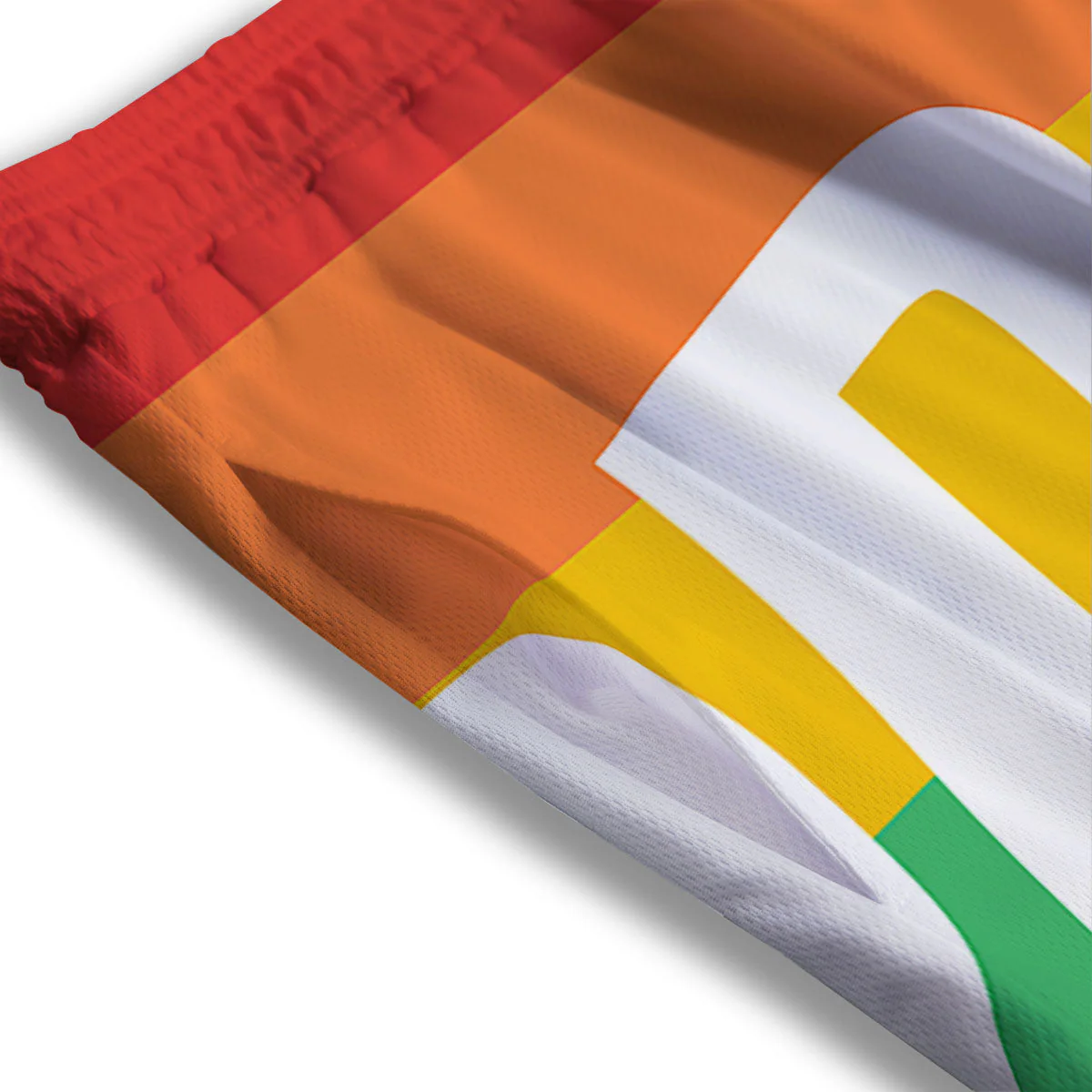 LGBT Pride Flag Pattern Print Mesh Shorts - Image 3