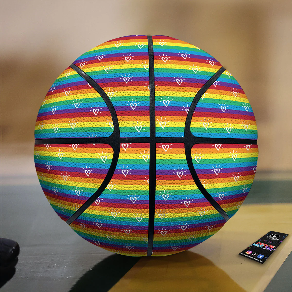 LGBT Stripes Abstract Rainbow Print Basketball