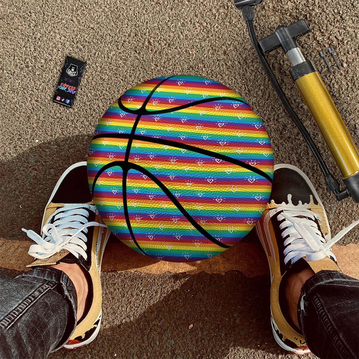 LGBT Stripes Abstract Rainbow Print Basketball - Image 2