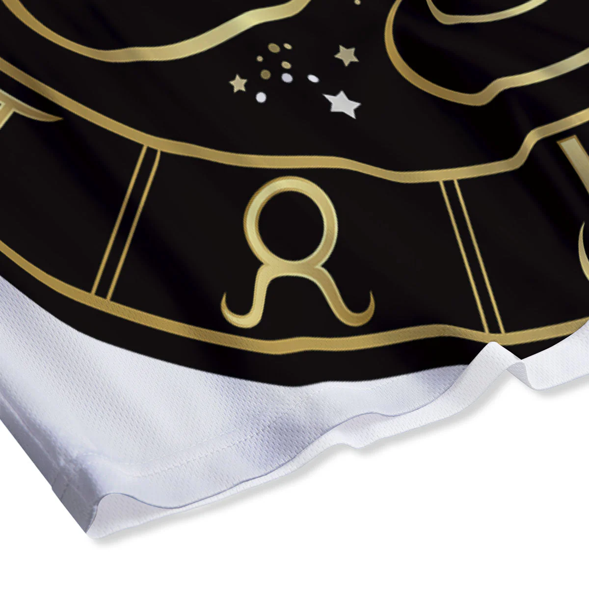 Libra Sign Black And Gold Print Mesh Shorts - Image 4
