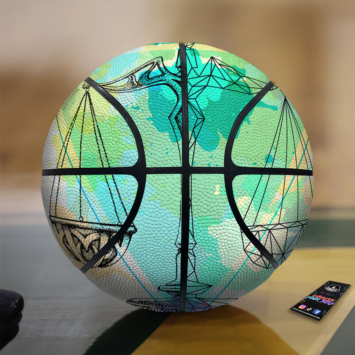 Libra Sign Colorful Print Basketball