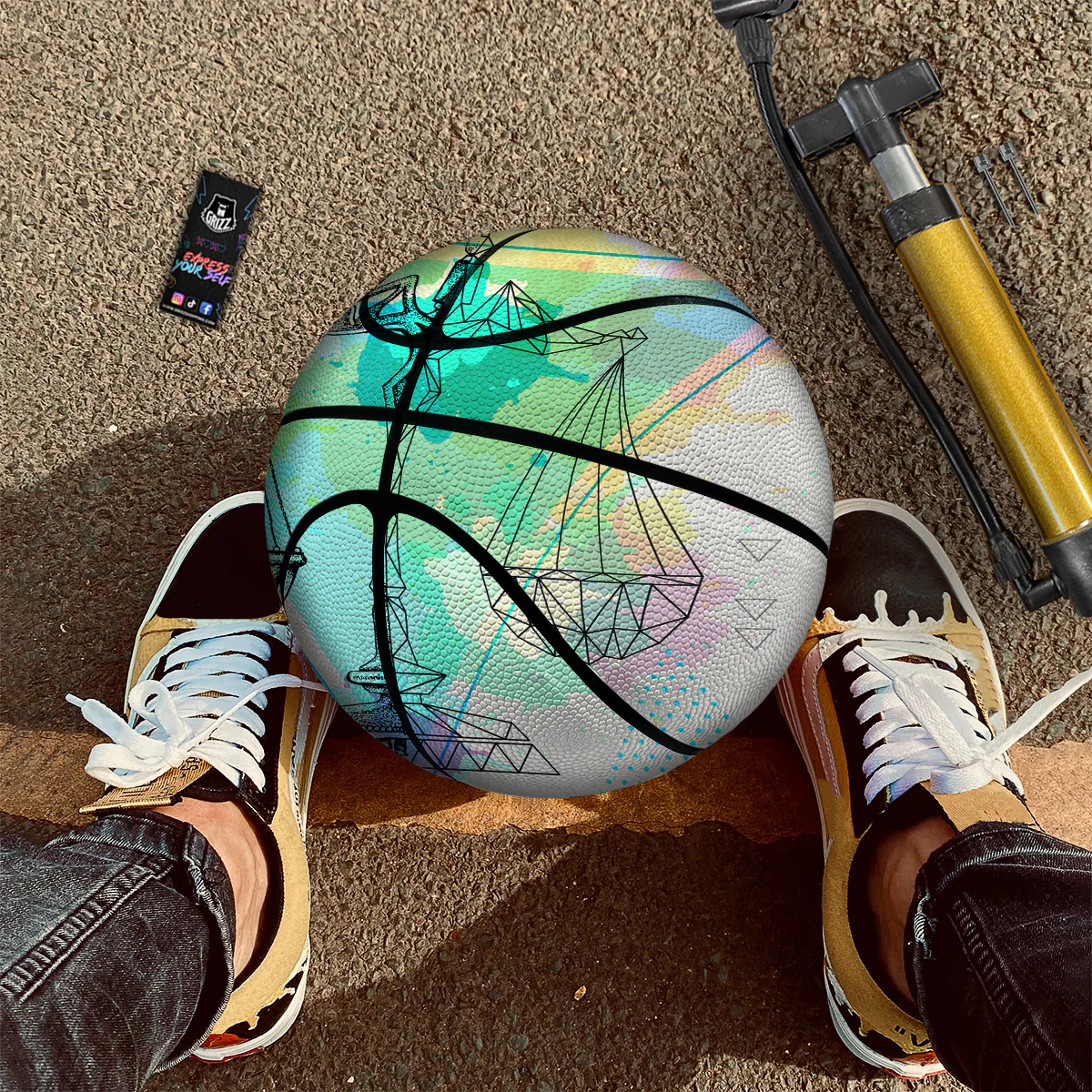 Libra Sign Colorful Print Basketball - Image 3
