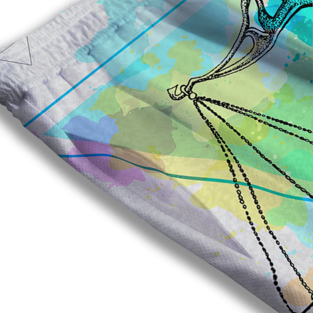 Libra Sign Colorful Print Mesh Shorts - Image 3