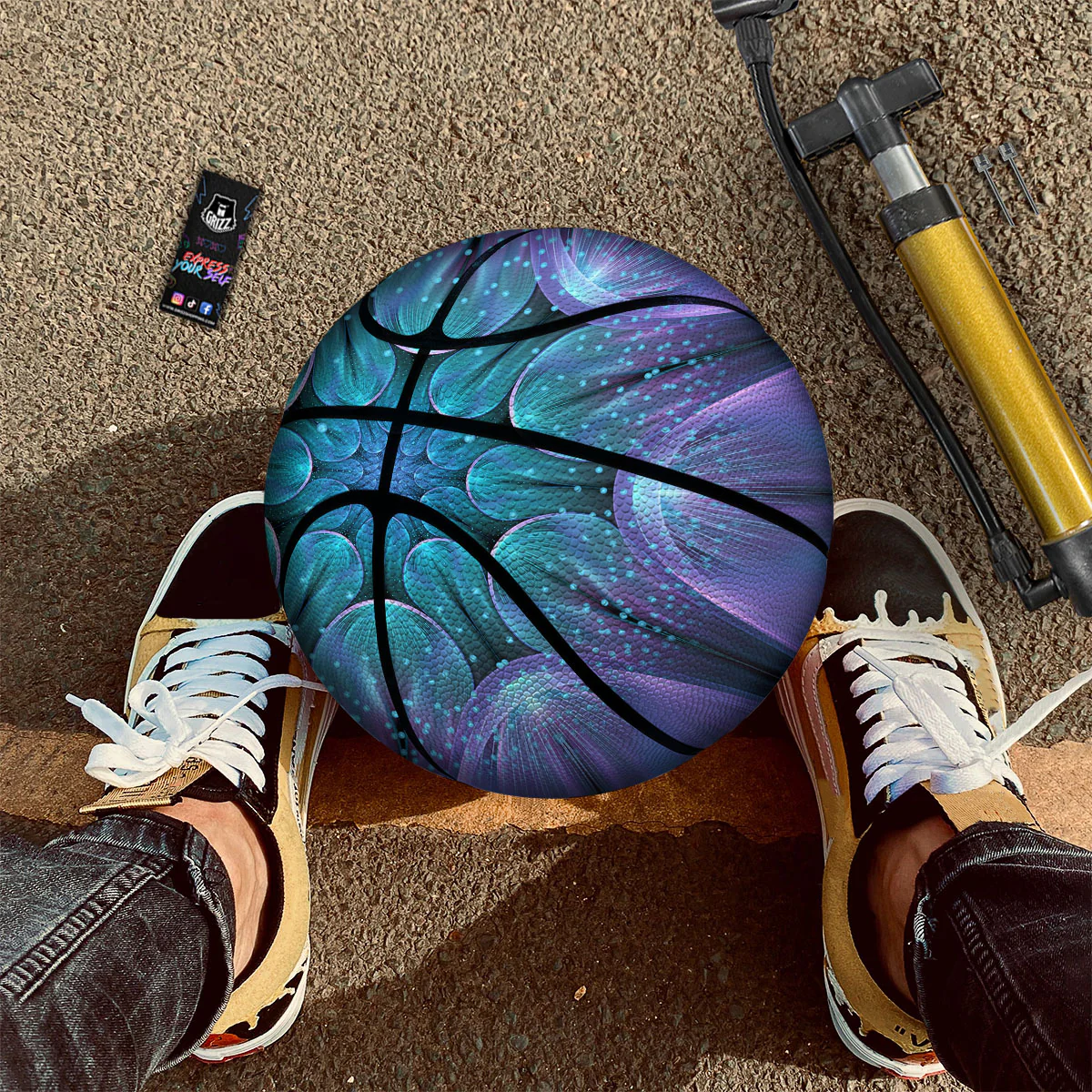 Light Mandala Blue And Purple Print Basketball - Image 2
