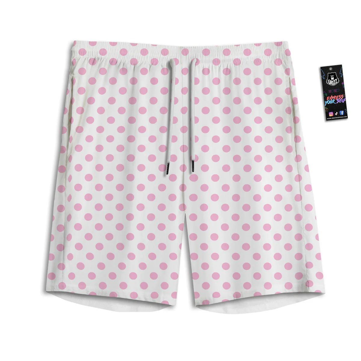 Light Pink Dots And White Print Pattern Men's Athletic Shorts