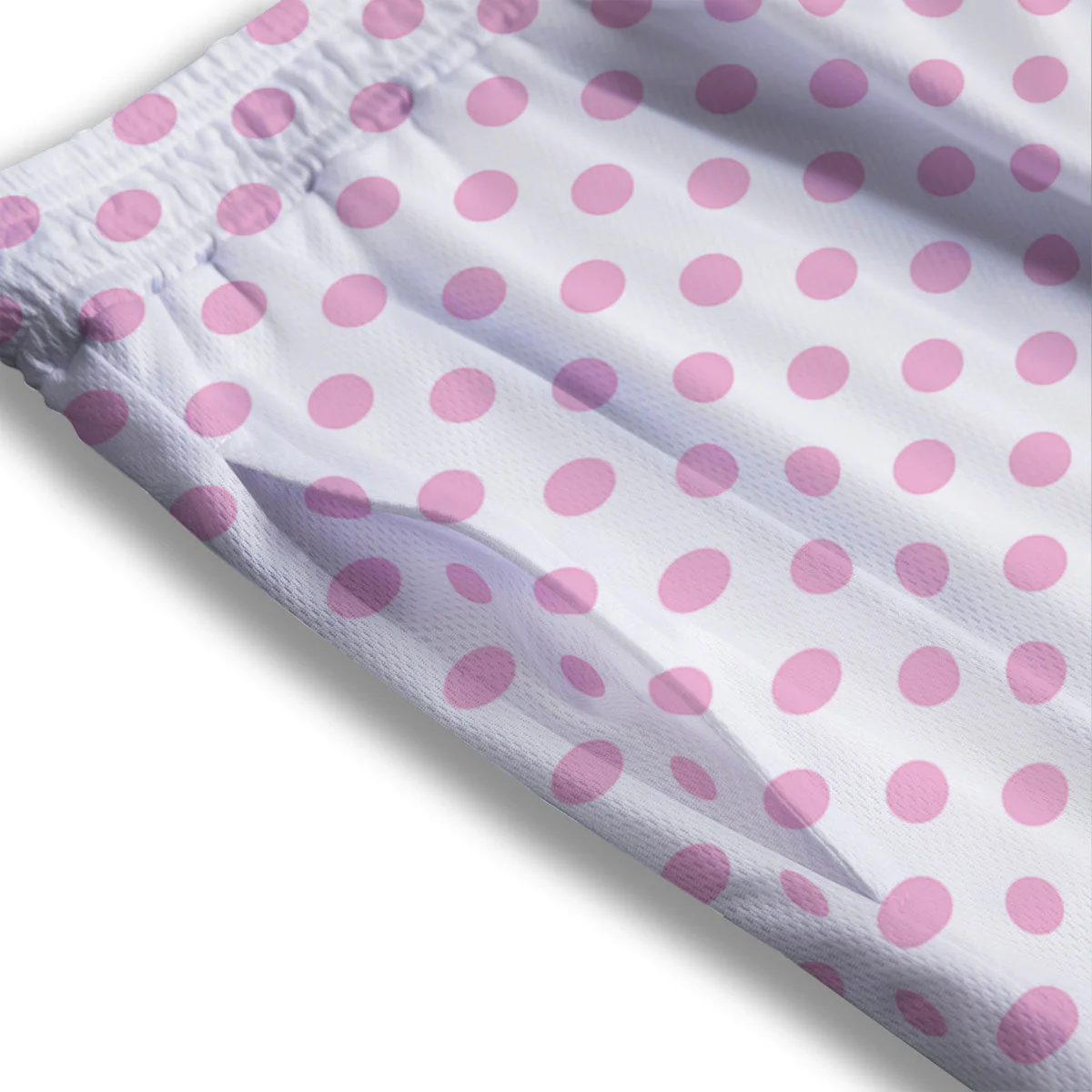 Light Pink Dots And White Print Pattern Mesh Shorts - Image 3