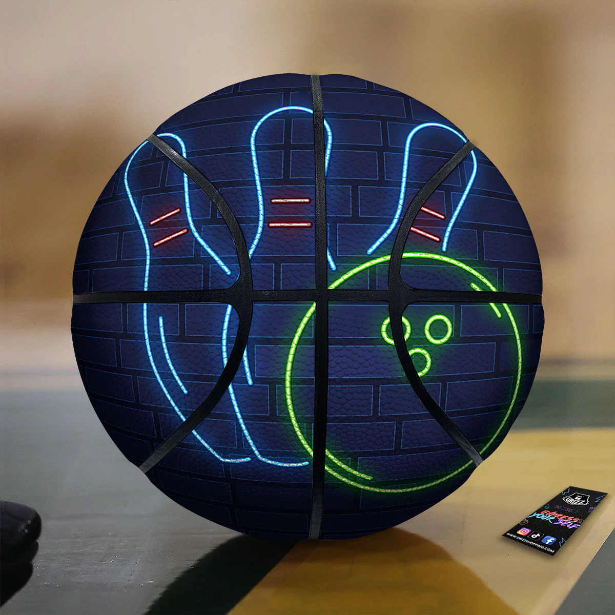 Light Up Bowling Pins Print Basketball