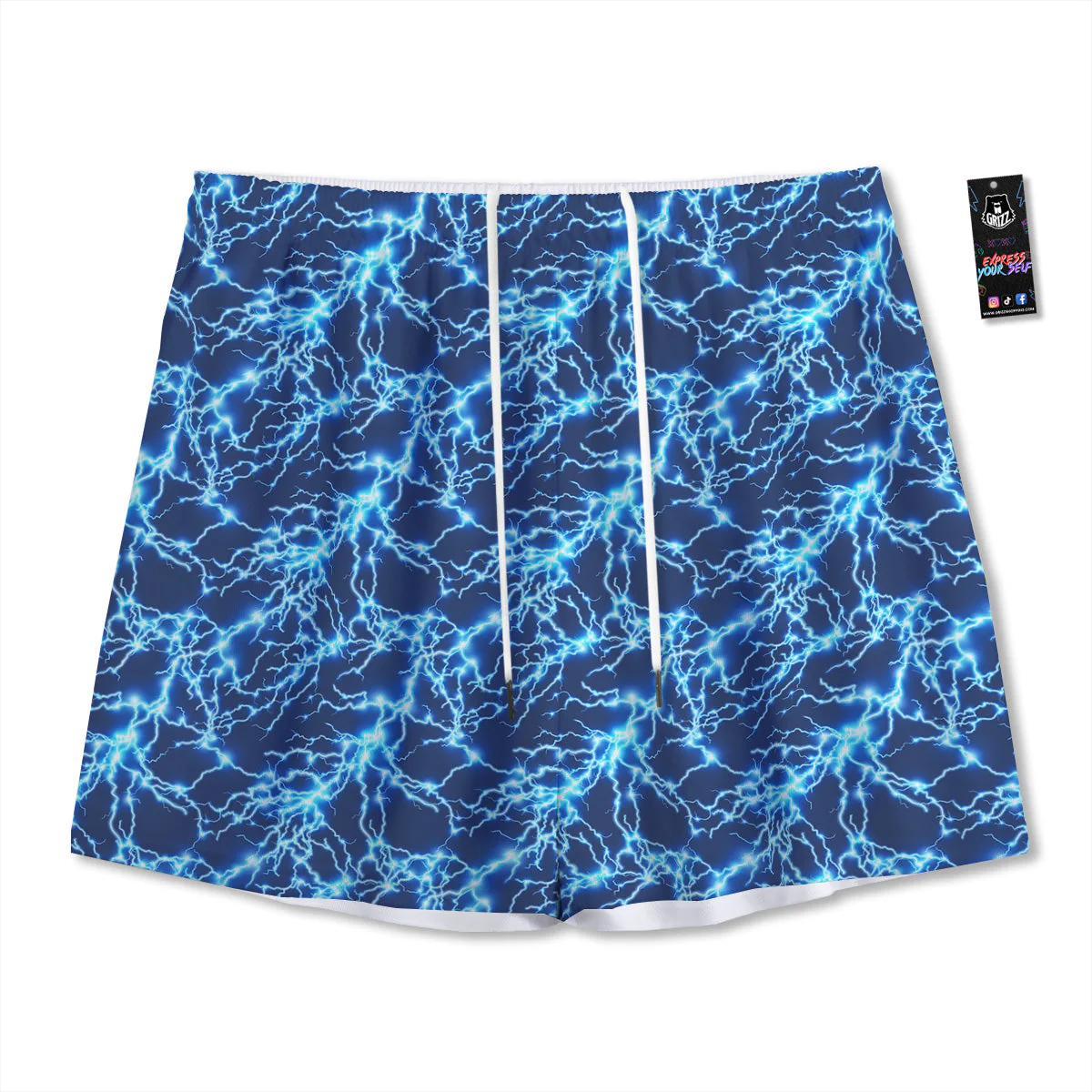 Lightning Blue Electric Print Mesh Shorts