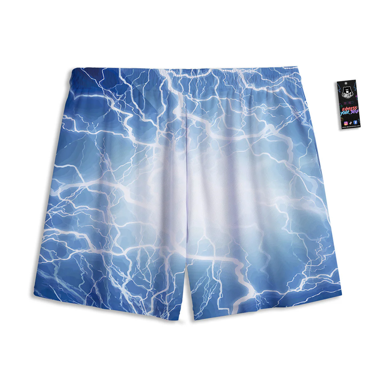 Lightning Blue Print Mesh Shorts - Image 2