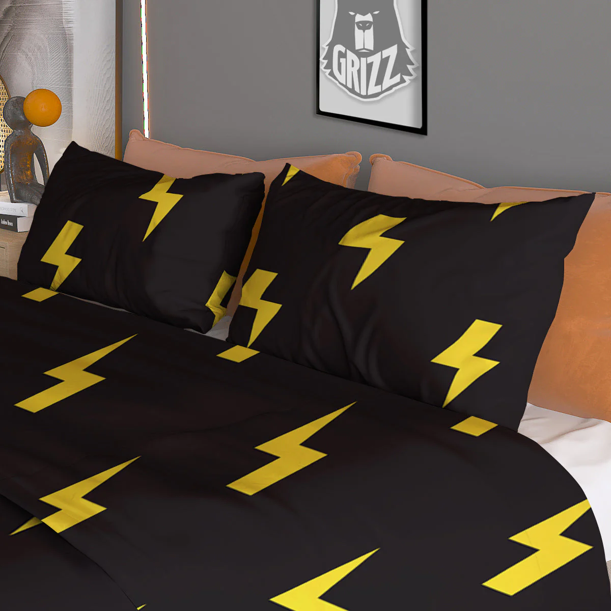 Lightning Bolts Yellow Print Pattern Duvet Cover Bedding Set - Image 3