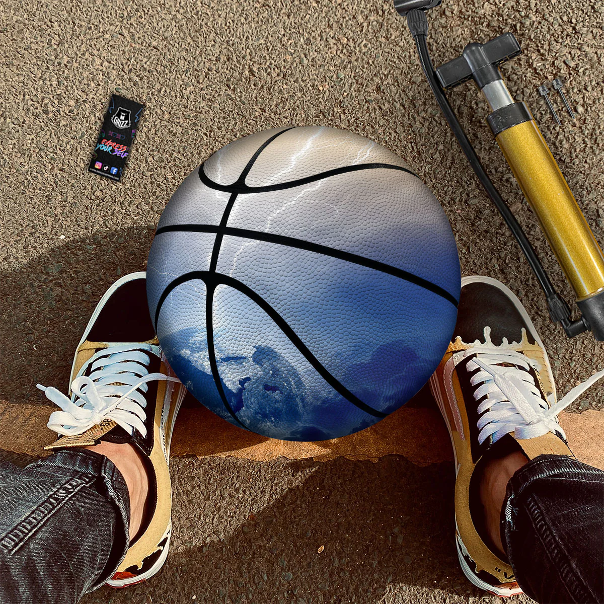Lightning Destroy Planet Earth Print Basketball - Image 2