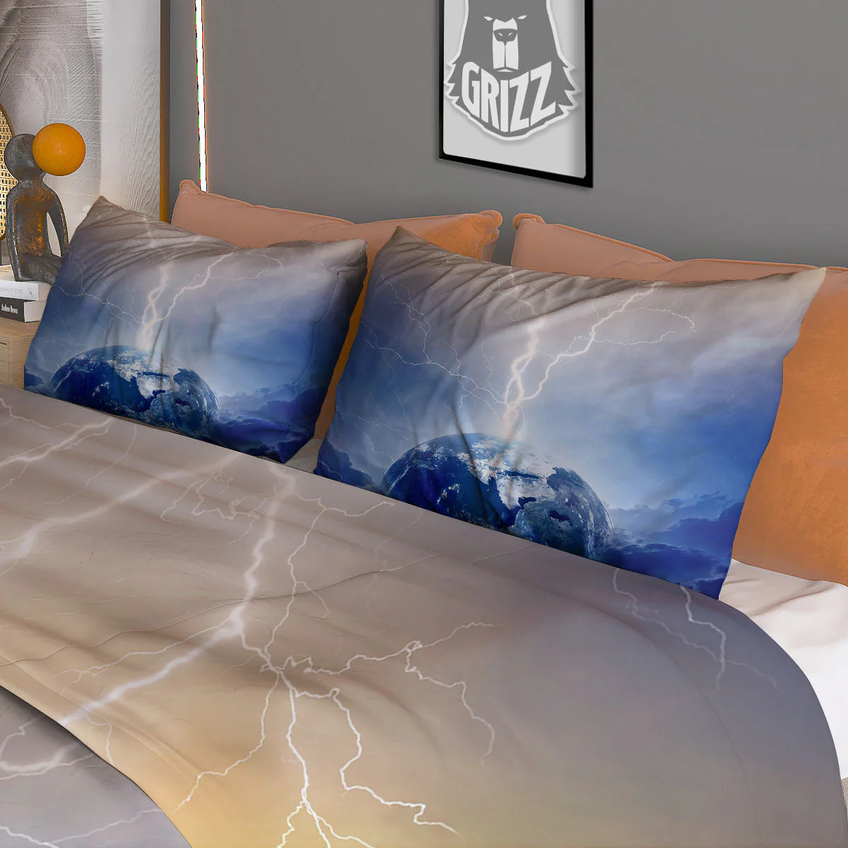 Lightning Destroy Planet Earth Print Duvet Cover Bedding Set - Image 3