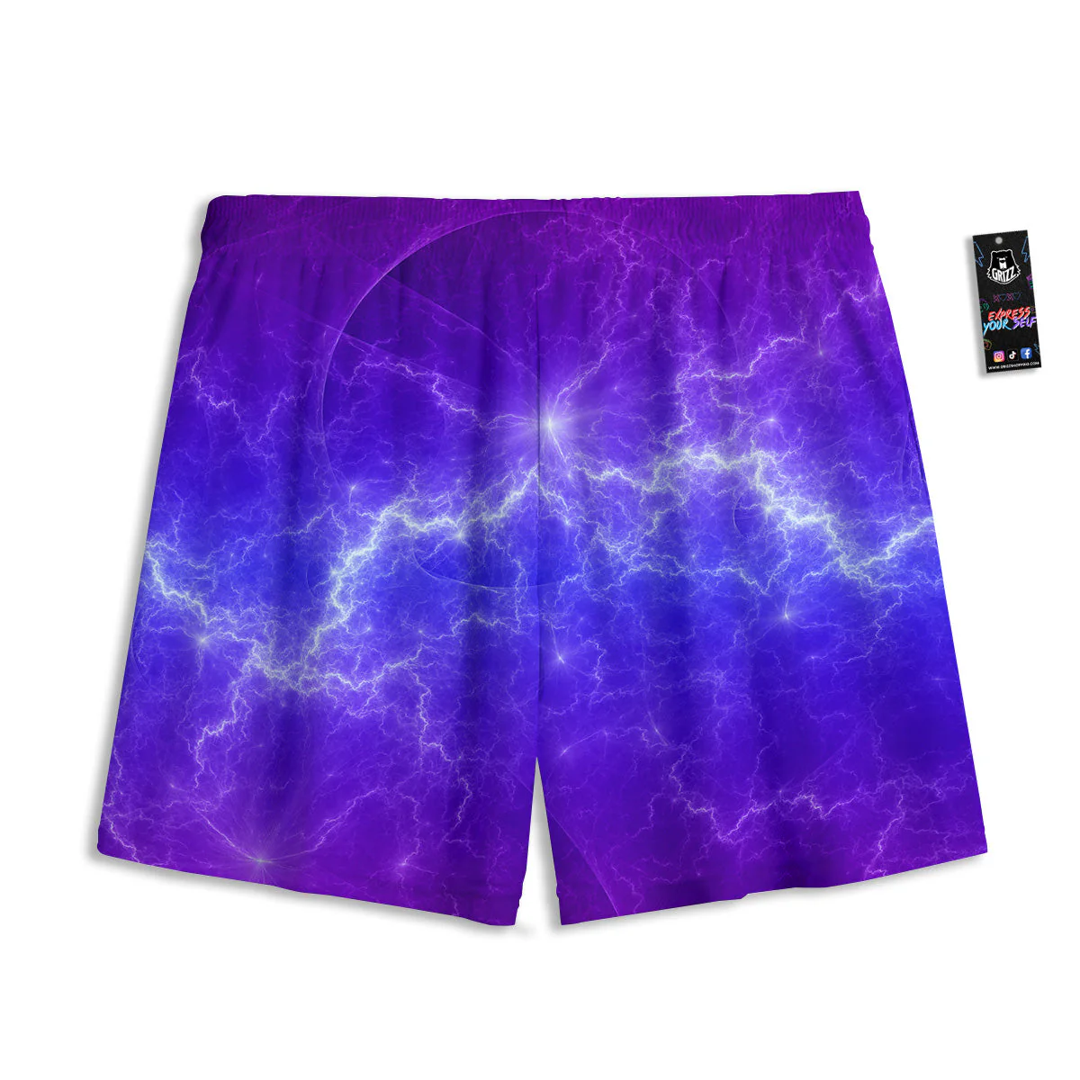 Lightning Purple And Blue Print Mesh Shorts - Image 2