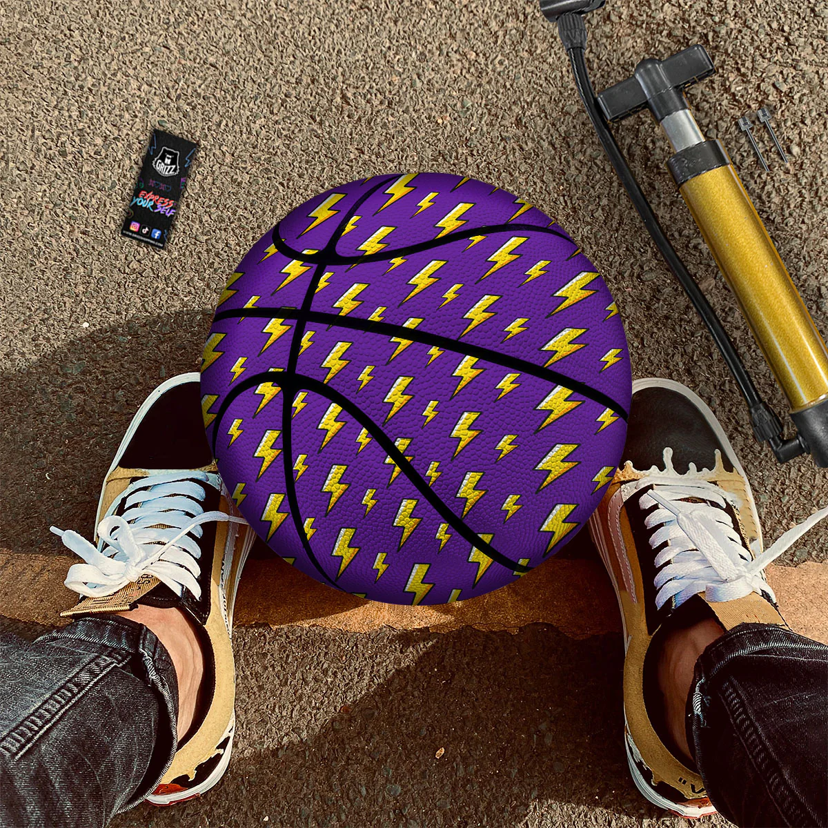 Lightning Purple Print Pattern Basketball - Image 2