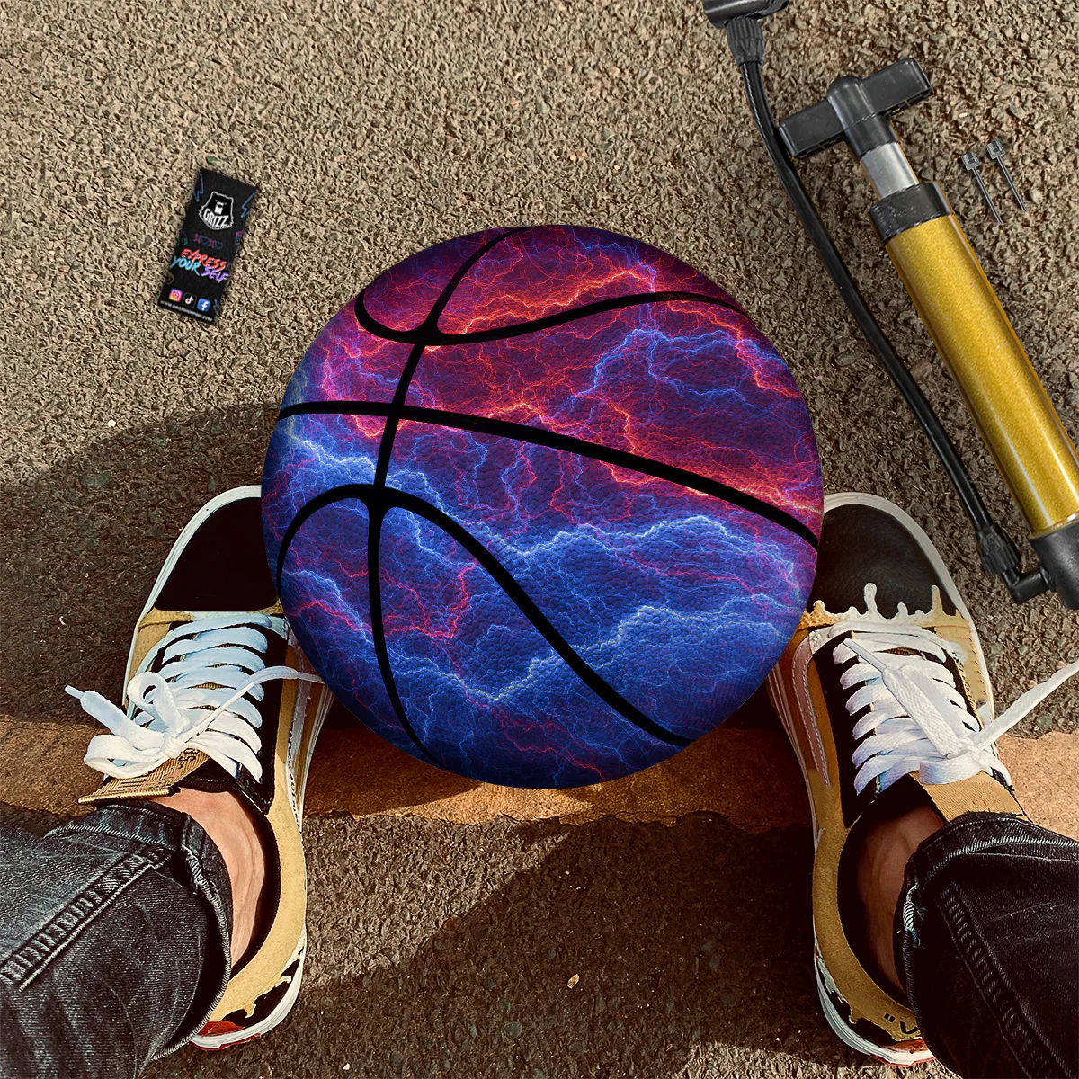 Lightning Red And Blue Print Basketball - Image 2