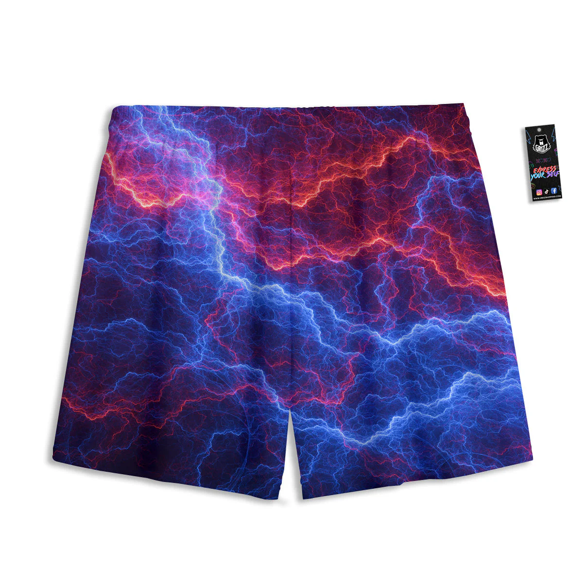 Lightning Red And Blue Print Mesh Shorts - Image 2