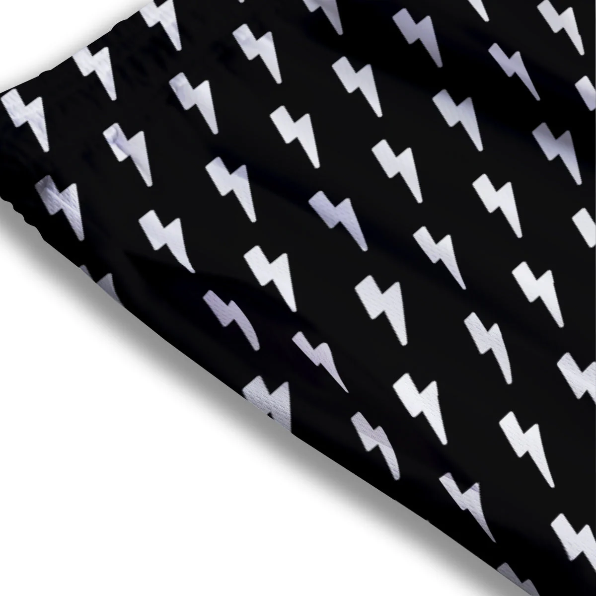 Lightning White And Black Print Pattern Mesh Shorts - Image 3