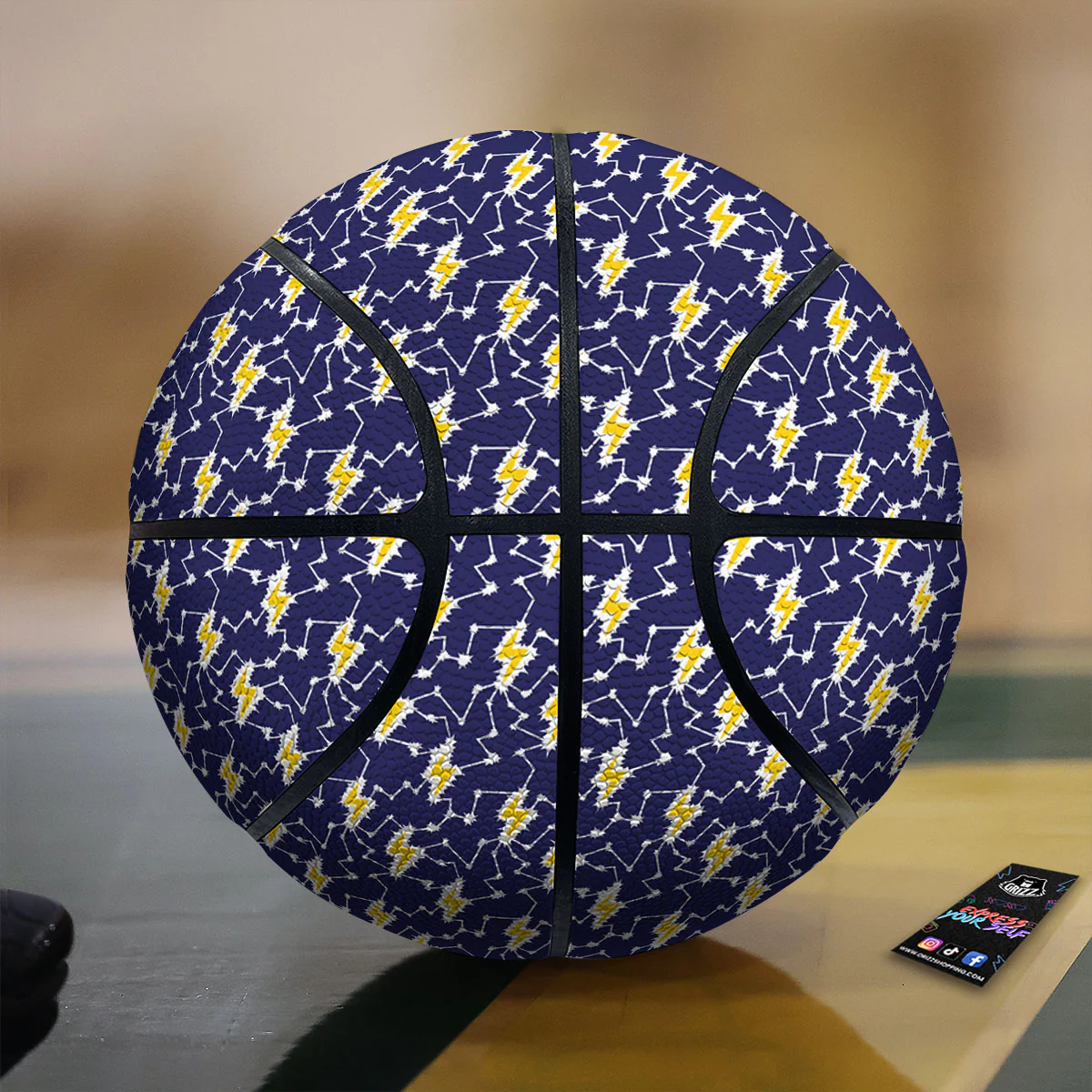 Lightning Yellow And Blue Print Pattern Basketball