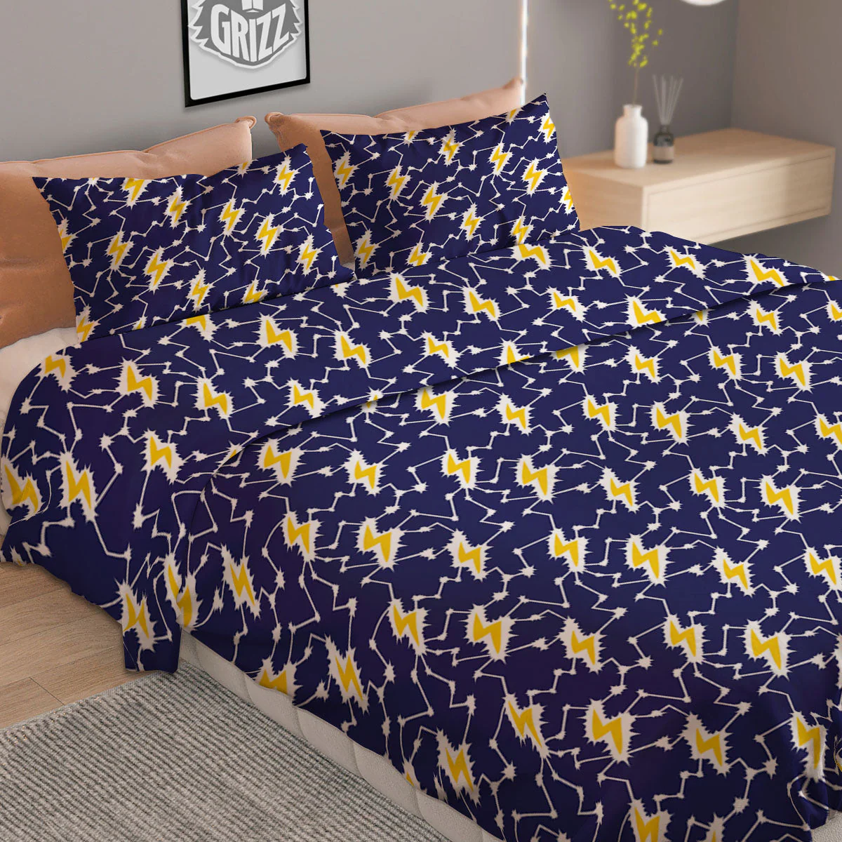 Lightning Yellow And Blue Print Pattern Duvet Cover Bedding Set - Image 2