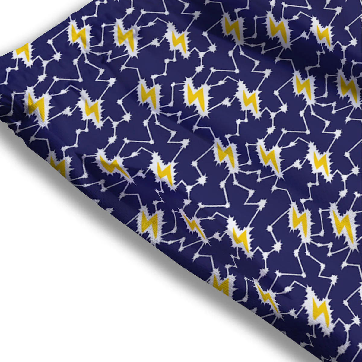 Lightning Yellow And Blue Print Pattern Mesh Shorts - Image 3
