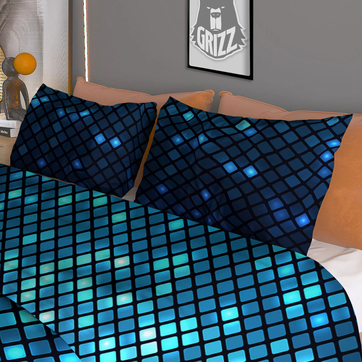 Lights Blue Disco Print Pattern Duvet Cover Bedding Set - Image 3