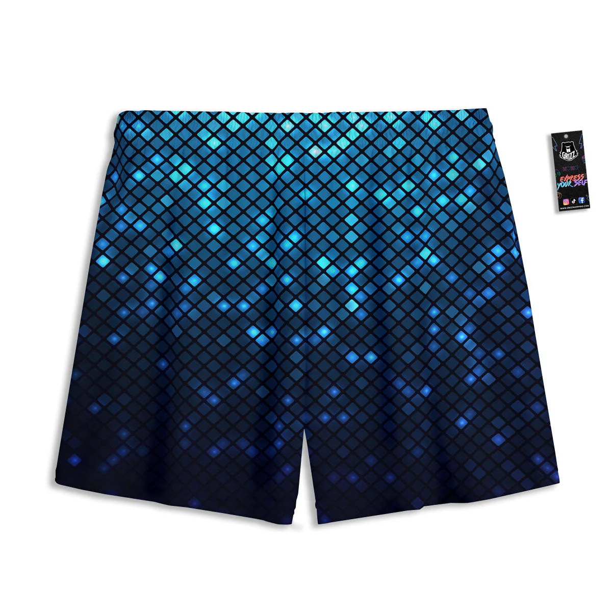 Lights Blue Disco Print Pattern Mesh Shorts - Image 2