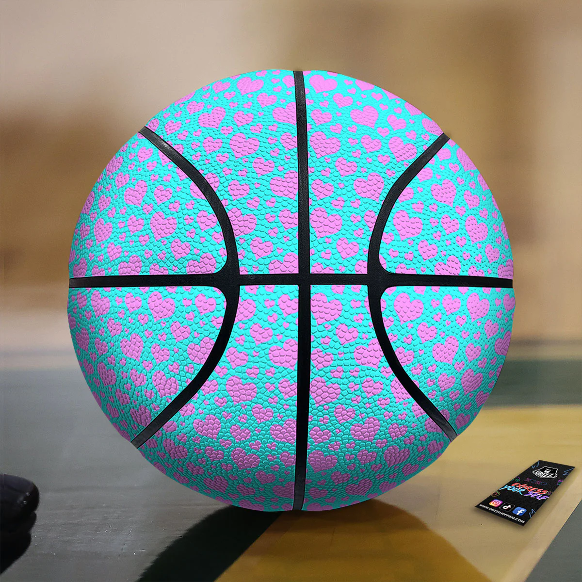 Lights Heart Blue And Pink Print Pattern Basketball
