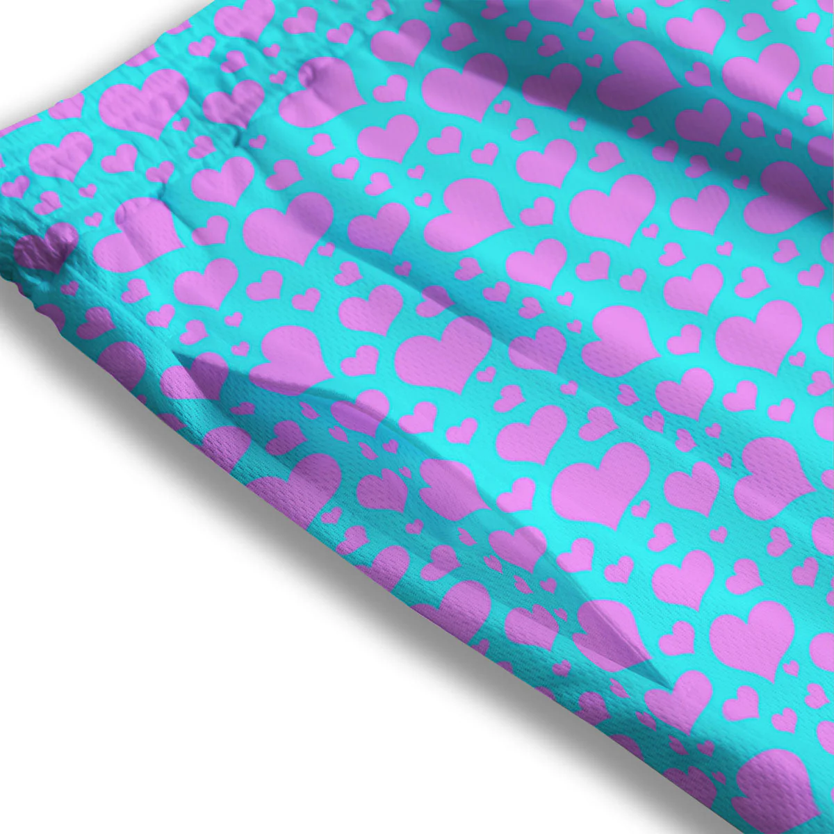 Lights Heart Blue And Pink Print Pattern Mesh Shorts - Image 3