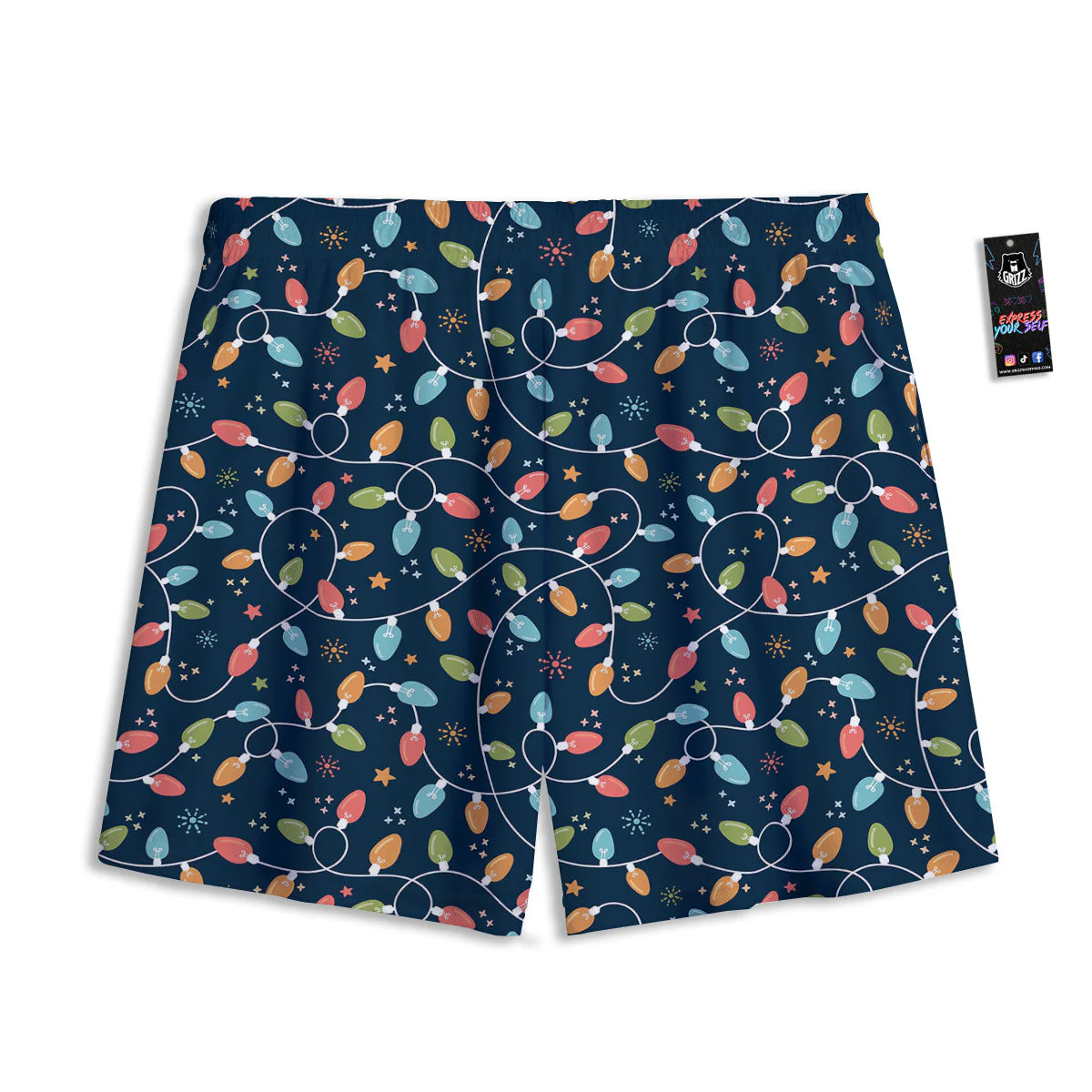 Lights Merry Christmas Print Pattern Mesh Shorts - Image 2