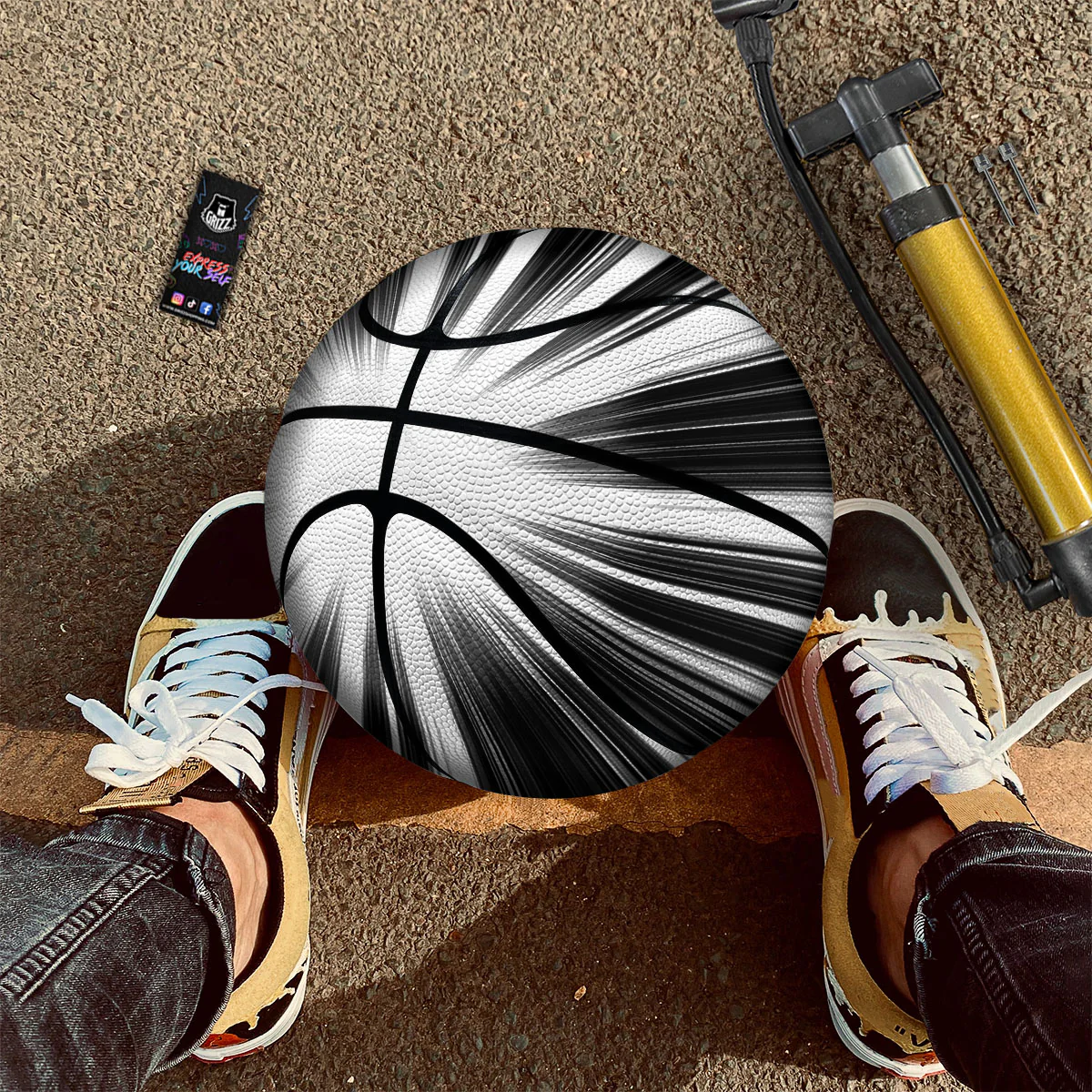 Lightspeed White And Black Print Basketball - Image 2