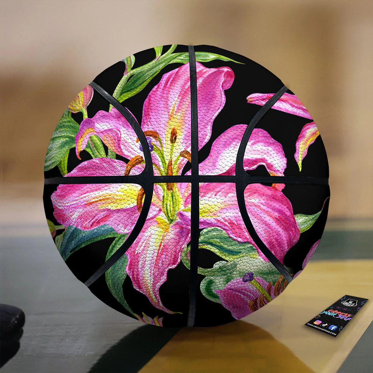 Lilies Pink Watercolor Print Basketball