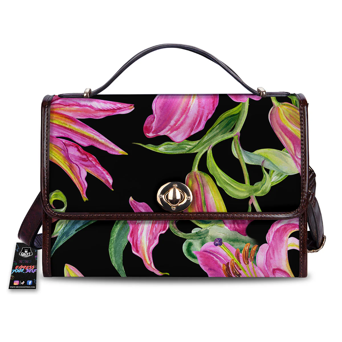 Lilies Pink Watercolor Print Women's Satchel Bag