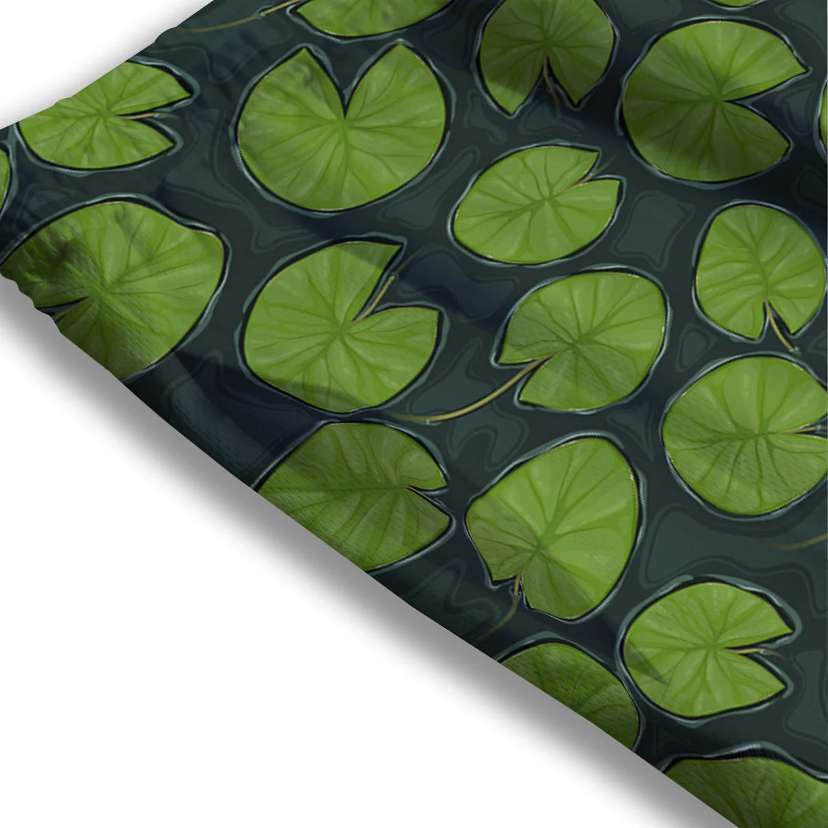 Lily Pads Water Print Pattern Mesh Shorts - Image 3