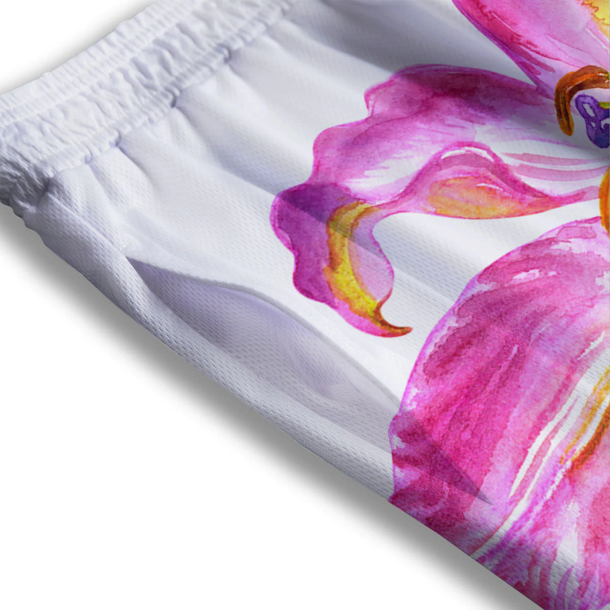 Lily Pink Watercolor Print Mesh Shorts - Image 3