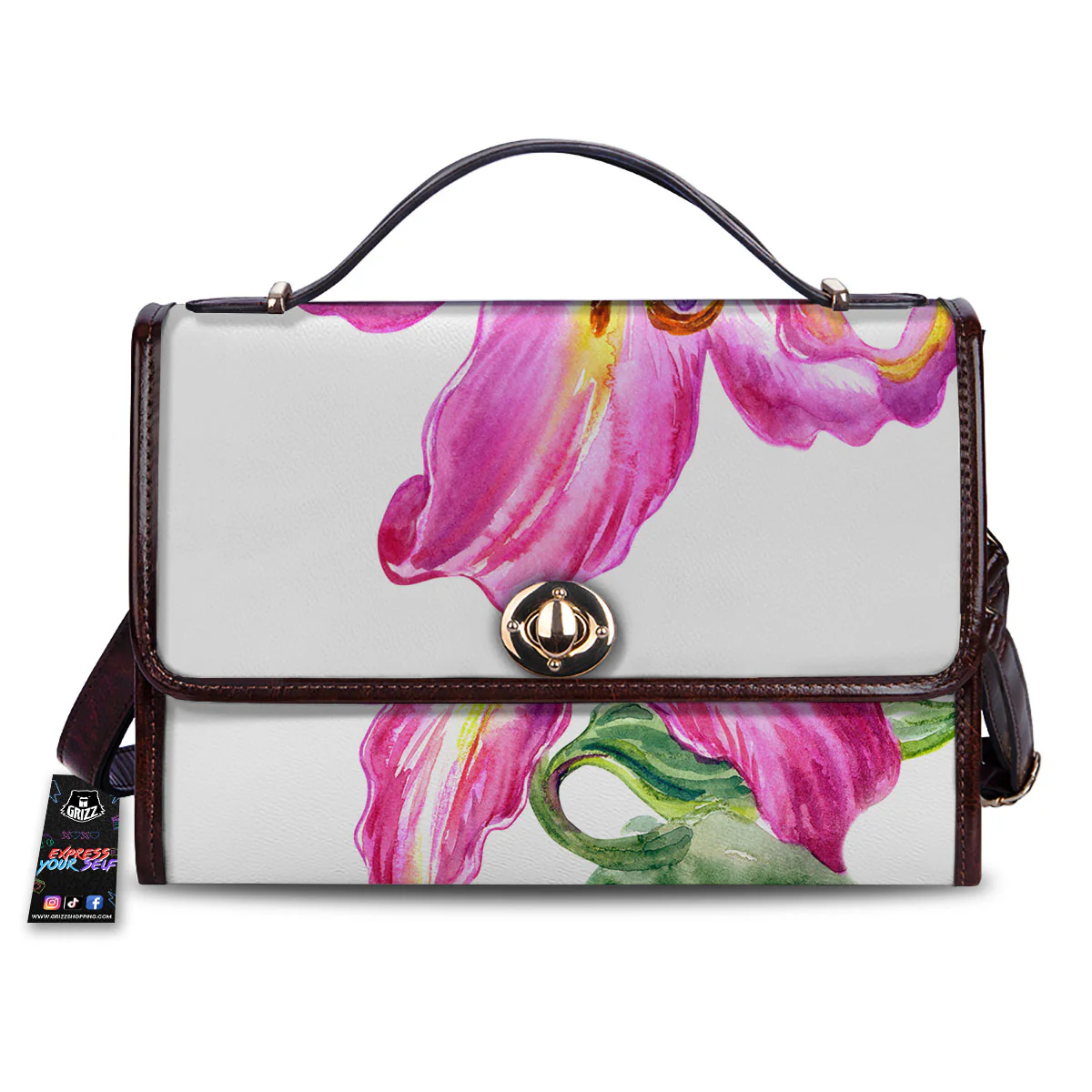 Lily Pink Watercolor Print Women's Satchel Bag